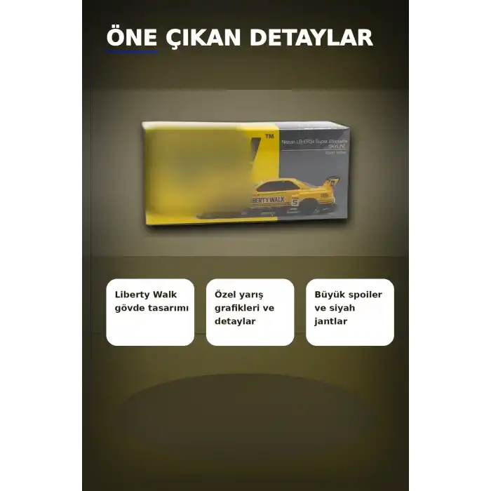 Sarı 1/64 Ölçek LB-ER34 Nissan Skyline Super Silhouette Diecast Model Araba BX-313332