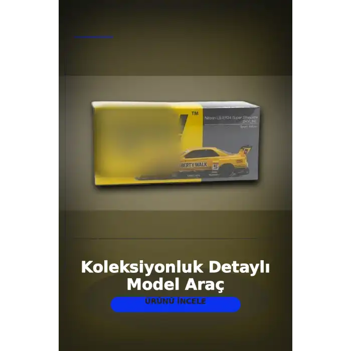 Sarı 1/64 Ölçek LB-ER34 Nissan Skyline Super Silhouette Diecast Model Araba BX-313332