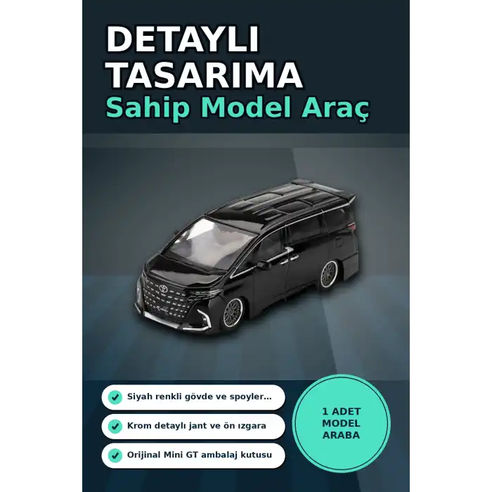 Siyah Kaplamali 1/64 Olcek Toyota Alphard 40 KUHL Model Araba - Koleksiyonluk Tekli Paket BX-313335