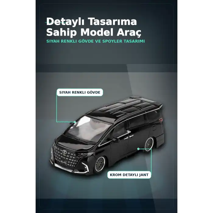 Siyah Kaplamali 1/64 Olcek Toyota Alphard 40 KUHL Model Araba - Koleksiyonluk Tekli Paket BX-313335