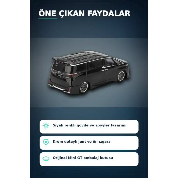 Siyah Kaplamali 1/64 Olcek Toyota Alphard 40 KUHL Model Araba - Koleksiyonluk Tekli Paket BX-313335