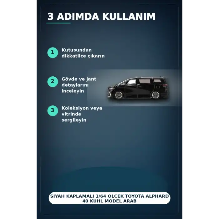 Siyah Kaplamali 1/64 Olcek Toyota Alphard 40 KUHL Model Araba - Koleksiyonluk Tekli Paket BX-313335