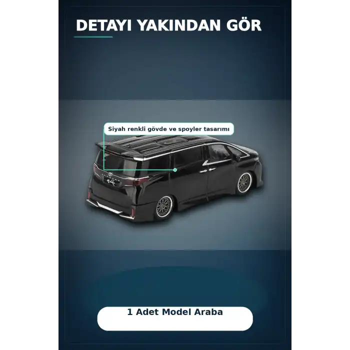 Siyah Kaplamali 1/64 Olcek Toyota Alphard 40 KUHL Model Araba - Koleksiyonluk Tekli Paket BX-313335
