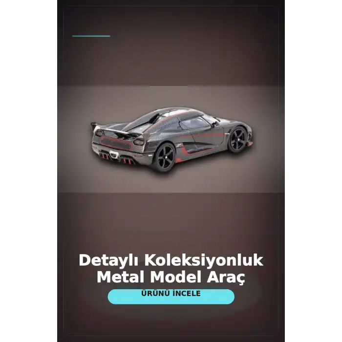 1/64 Siyah Karbon Fiber Kırmızı Detaylı Koenigsegg Agera RS Diecast Model Araba BX-313337