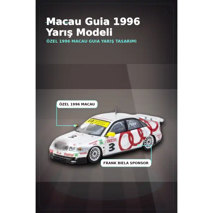 Frank Biela 1996 Macau Galibi 1/64 Diecast Model Araba - Audi A4 Quattro BX-313338