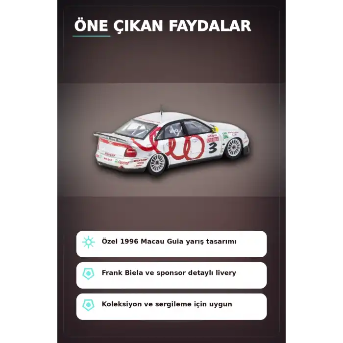 Frank Biela 1996 Macau Galibi 1/64 Diecast Model Araba - Audi A4 Quattro BX-313338