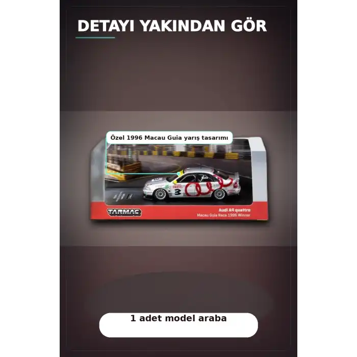 Frank Biela 1996 Macau Galibi 1/64 Diecast Model Araba - Audi A4 Quattro BX-313338