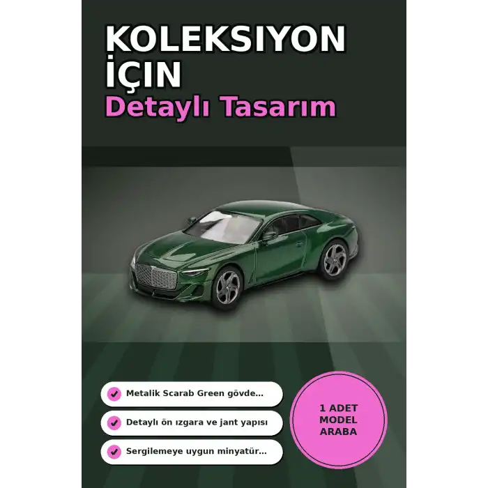 Yeşil Renkli 1/64 Ölçek Bentley Batur Diecast Model Araba - Koleksiyonluk Tekli Paket BX-313340