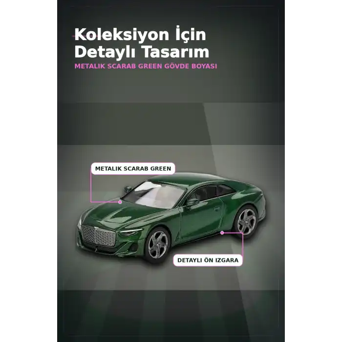 Yeşil Renkli 1/64 Ölçek Bentley Batur Diecast Model Araba - Koleksiyonluk Tekli Paket BX-313340
