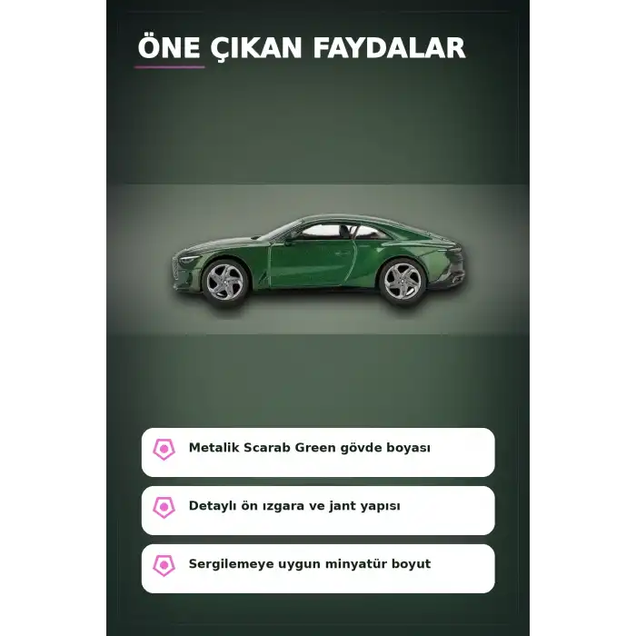 Yeşil Renkli 1/64 Ölçek Bentley Batur Diecast Model Araba - Koleksiyonluk Tekli Paket BX-313340