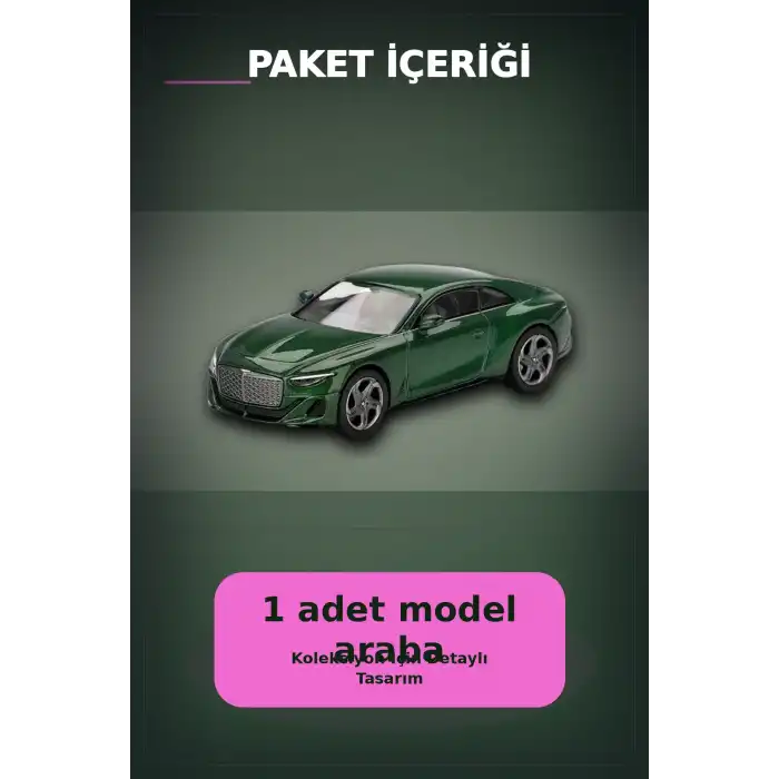 Yeşil Renkli 1/64 Ölçek Bentley Batur Diecast Model Araba - Koleksiyonluk Tekli Paket BX-313340