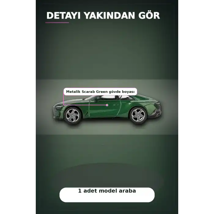Yeşil Renkli 1/64 Ölçek Bentley Batur Diecast Model Araba - Koleksiyonluk Tekli Paket BX-313340