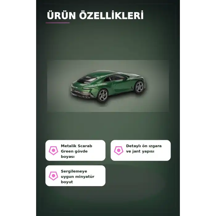 Yeşil Renkli 1/64 Ölçek Bentley Batur Diecast Model Araba - Koleksiyonluk Tekli Paket BX-313340