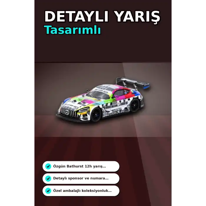1/64 Diecast Mercedes-AMG GT3 Yarış Arabası - 2025 Bathurst 12h GruppeM Racing 3 Pilot BX-313343