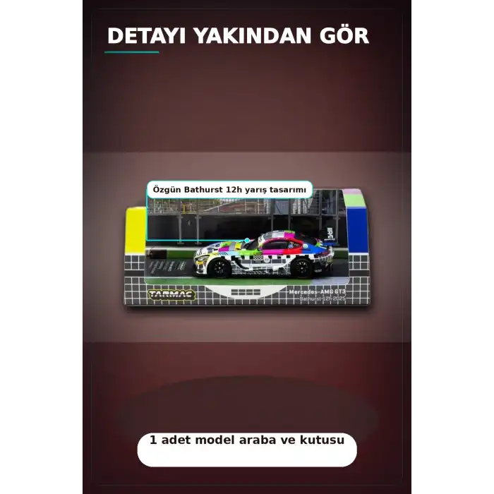 1/64 Diecast Mercedes-AMG GT3 Yarış Arabası - 2025 Bathurst 12h GruppeM Racing 3 Pilot BX-313343