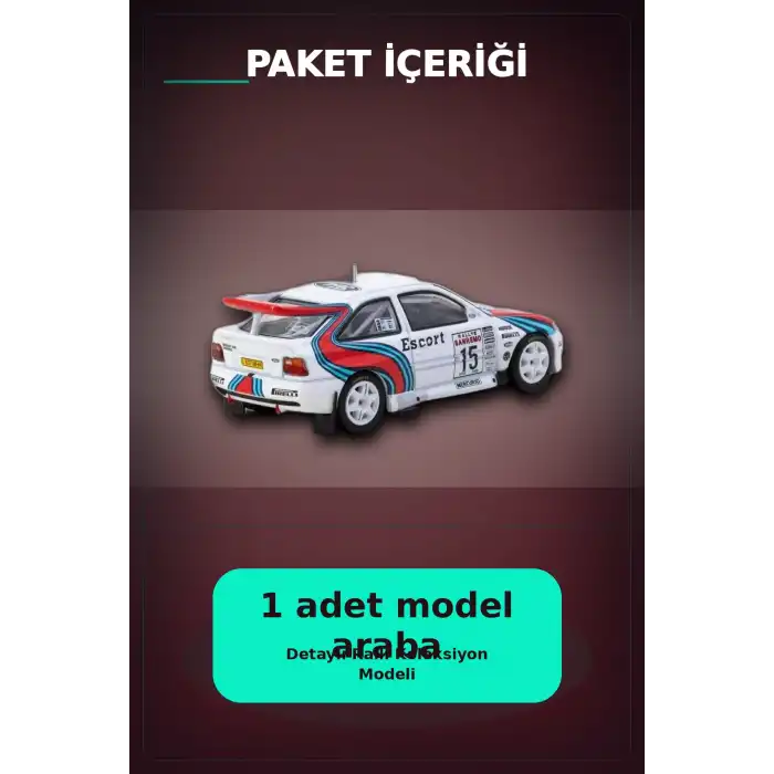 1/64 Metal Ford Escort RS Cosworth WRC 1994 Sanremo Maketi - Koleksiyonluk Model BX-313345