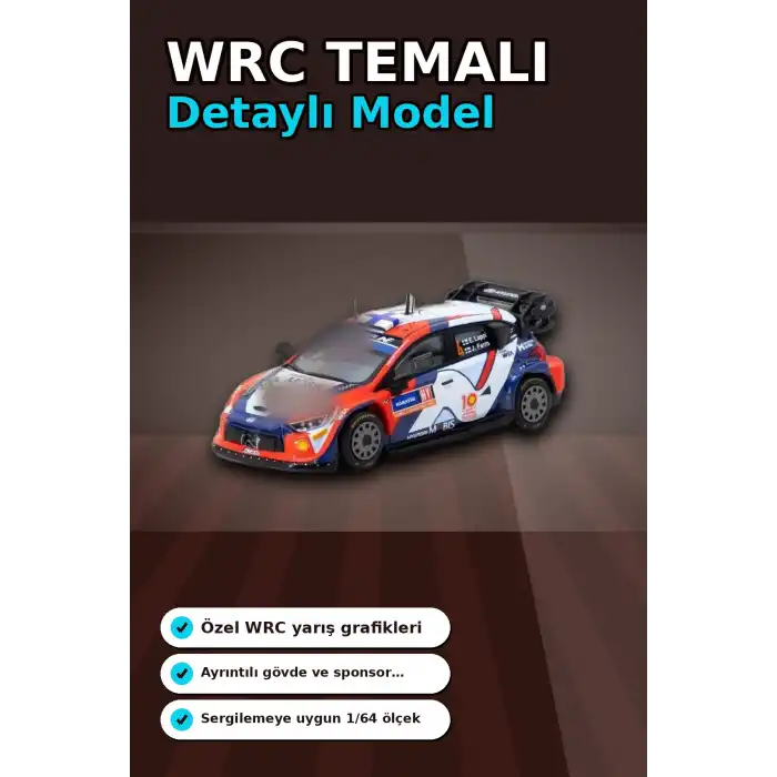 1/64 Hyundai I20 N Rally1 Hibrit 2024 Isvec Birincisi Model Araba, Koleksiyon Hediyesi BX-313347
