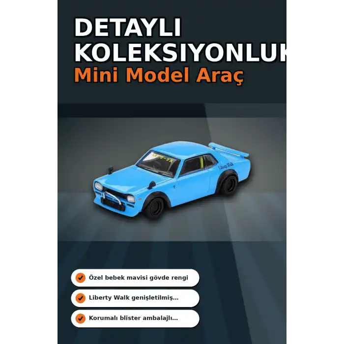 Sert Blisterde 1/64 Ölçekli Nissan LBWorks HAKOSUKA Baby Blue Diecast Model Araba BX-313348