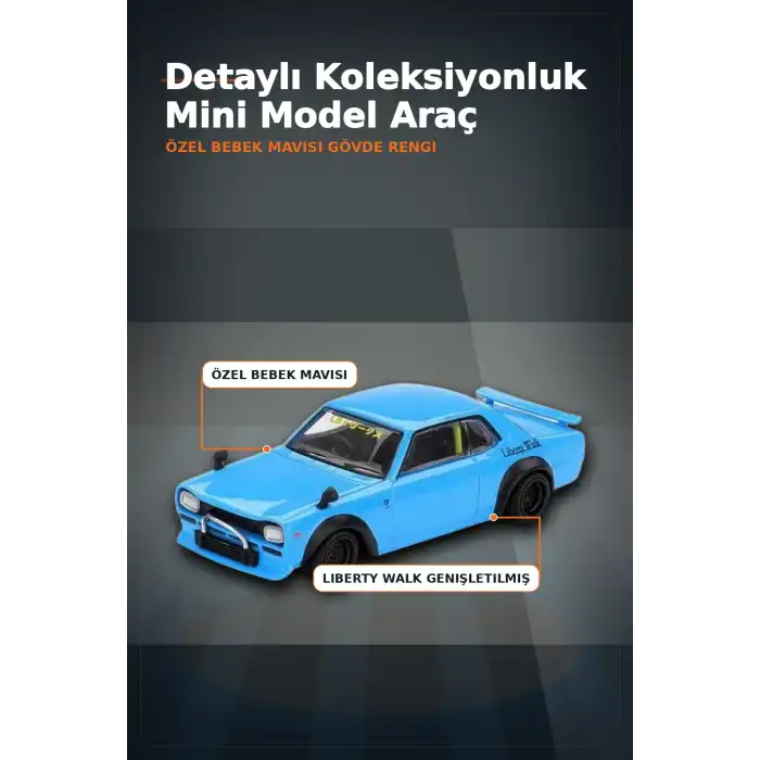 Sert Blisterde 1/64 Ölçekli Nissan LBWorks HAKOSUKA Baby Blue Diecast Model Araba BX-313348