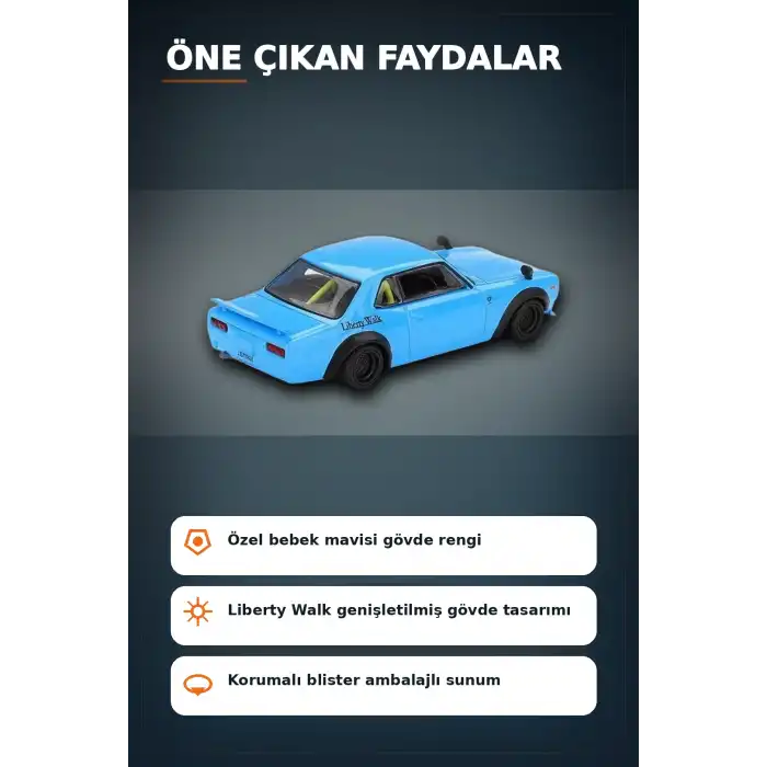 Sert Blisterde 1/64 Ölçekli Nissan LBWorks HAKOSUKA Baby Blue Diecast Model Araba BX-313348