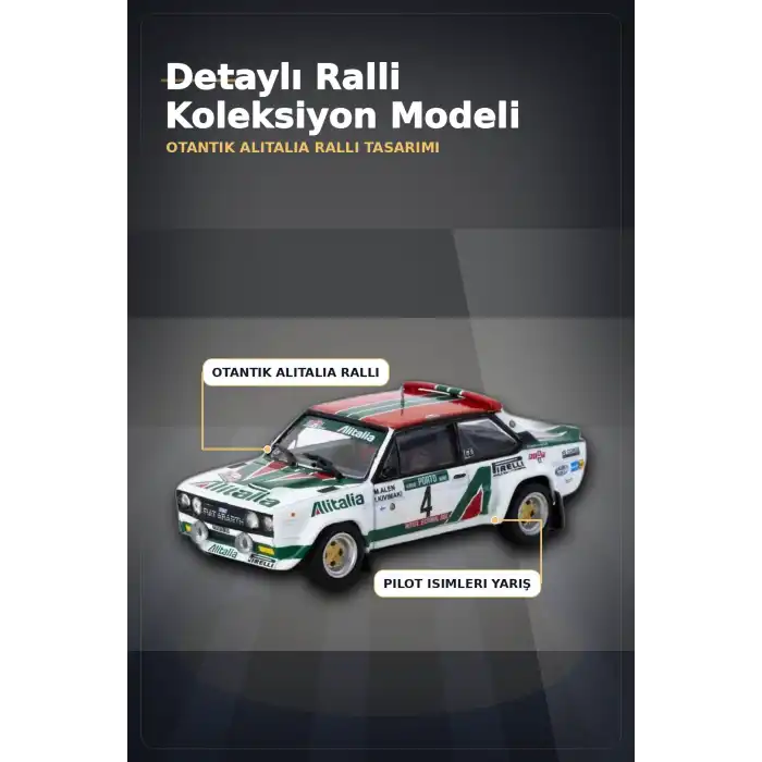 1978 Portekiz Rallisi Galibi 1/64 Fiat 131 Abarth Diecast Model Araba Koleksiyonluk BX-313350