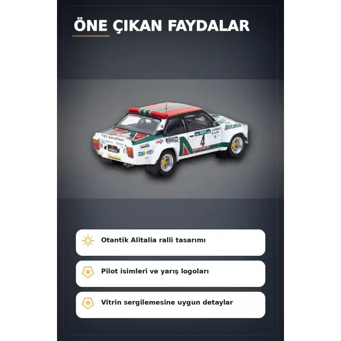 1978 Portekiz Rallisi Galibi 1/64 Fiat 131 Abarth Diecast Model Araba Koleksiyonluk BX-313350
