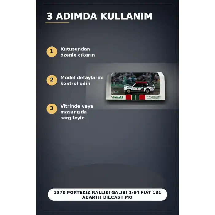 1978 Portekiz Rallisi Galibi 1/64 Fiat 131 Abarth Diecast Model Araba Koleksiyonluk BX-313350