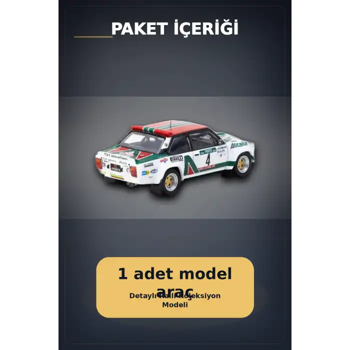 1978 Portekiz Rallisi Galibi 1/64 Fiat 131 Abarth Diecast Model Araba Koleksiyonluk BX-313350