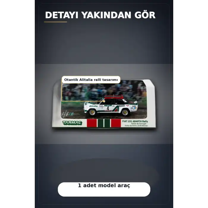 1978 Portekiz Rallisi Galibi 1/64 Fiat 131 Abarth Diecast Model Araba Koleksiyonluk BX-313350