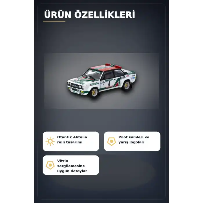 1978 Portekiz Rallisi Galibi 1/64 Fiat 131 Abarth Diecast Model Araba Koleksiyonluk BX-313350