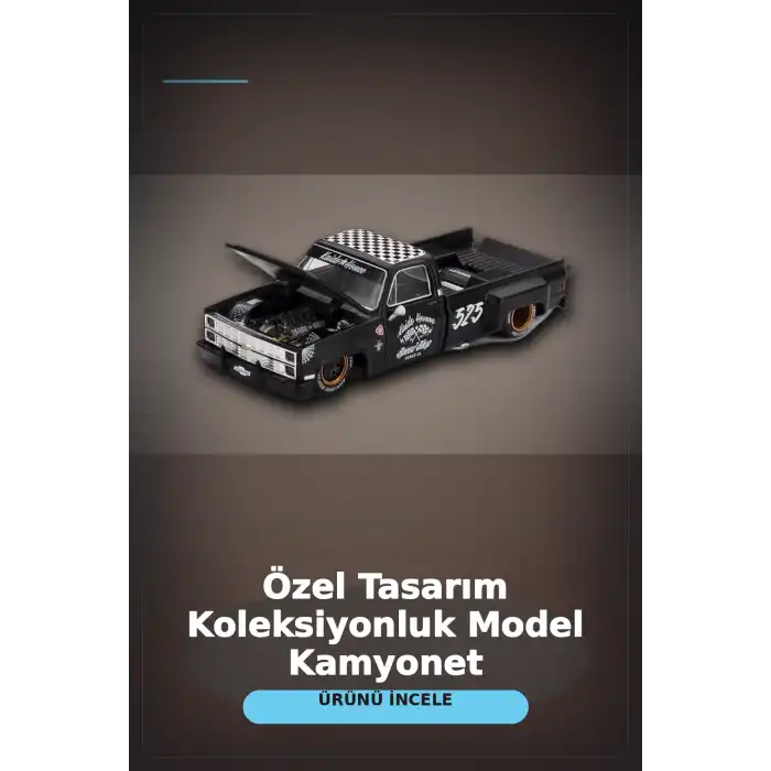 Hot Rod Tasarımlı 1/64 Chevrolet Silverado Dually Diecast Model Araba - Tekli Kutu BX-313351
