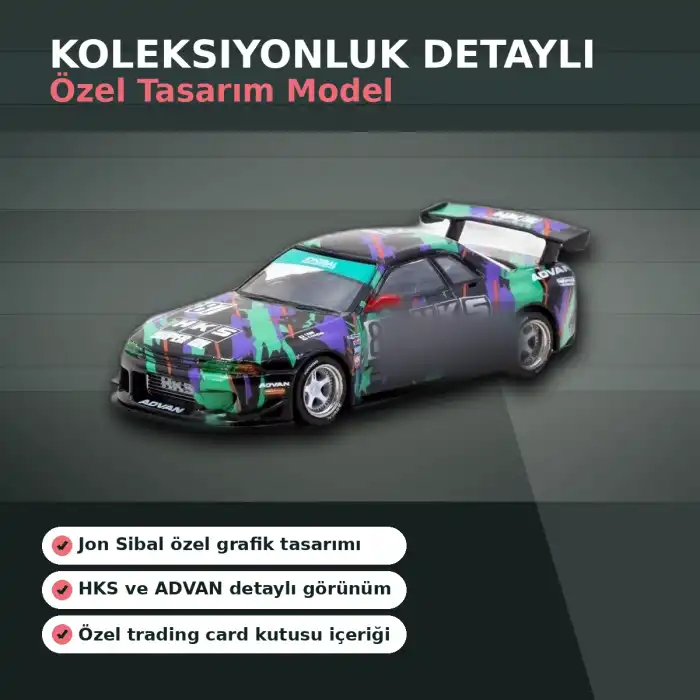 Jon Sibal Tasarımı 1/64 Ölçekli Nissan Skyline R32 Widebody HKS Setli Model Araba - Eco Lounge