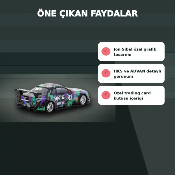 Jon Sibal Tasarımı 1/64 Ölçekli Nissan Skyline R32 Widebody HKS Setli Model Araba - Eco Lounge