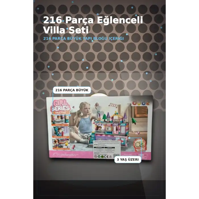 216 Parca Buyuk Yapi Tasi Seti Kiz Villasi Monte Edilebilir Egitici Oyuncak BX-313353