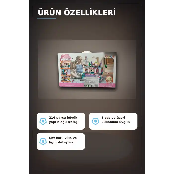 216 Parca Buyuk Yapi Tasi Seti Kiz Villasi Monte Edilebilir Egitici Oyuncak BX-313353