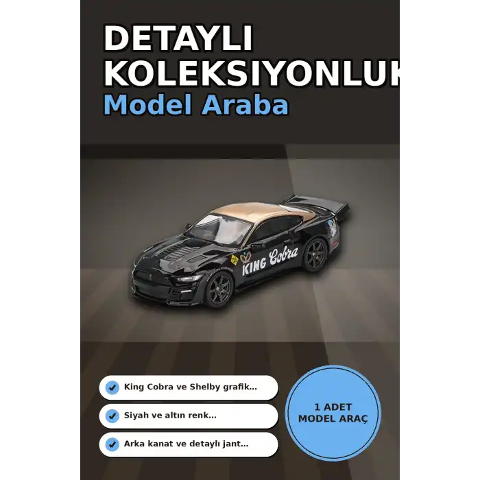 Siyah Altın Kaplamalı 1/64 Diecast Shelby GT500 Dragon Snake Konsept Model Araba BX-313355