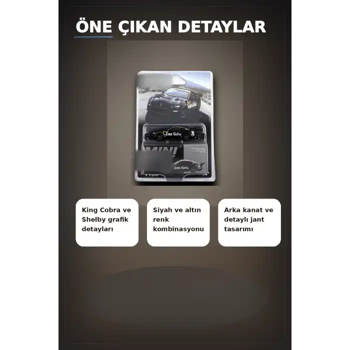 Siyah Altın Kaplamalı 1/64 Diecast Shelby GT500 Dragon Snake Konsept Model Araba BX-313355