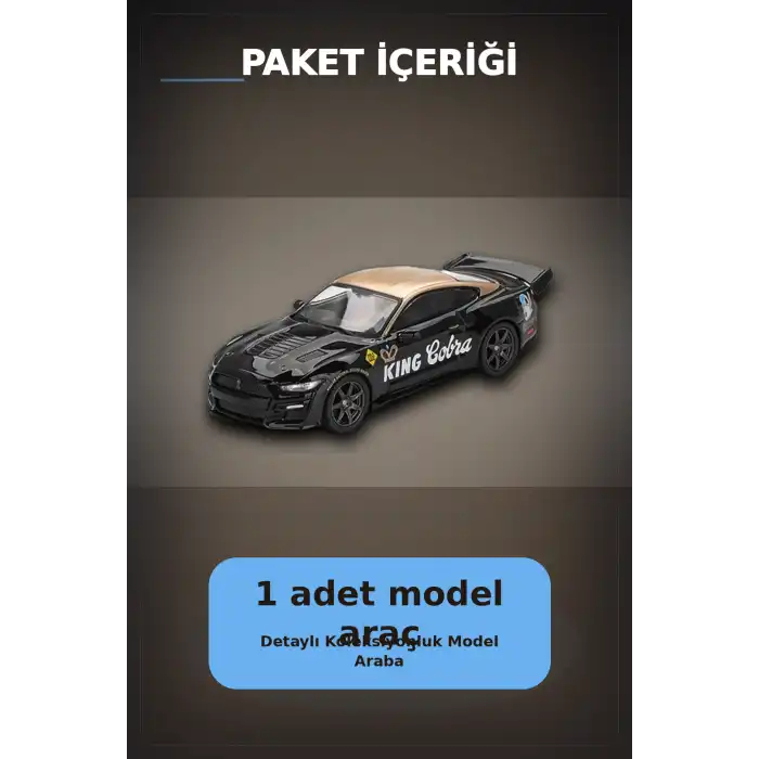 Siyah Altın Kaplamalı 1/64 Diecast Shelby GT500 Dragon Snake Konsept Model Araba BX-313355