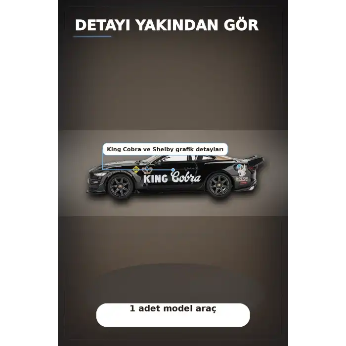 Siyah Altın Kaplamalı 1/64 Diecast Shelby GT500 Dragon Snake Konsept Model Araba BX-313355