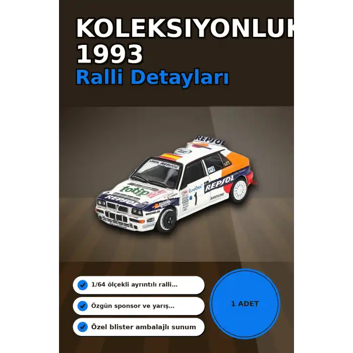 Monte Carlo Blisterli 1/64 Lancia Delta HF Integrale Model Araba - Tek Adet BX-313356