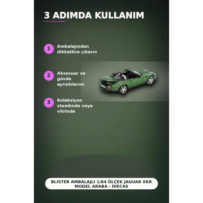 Blister Ambalajlı 1/64 Ölçek Jaguar XKR Model Araba - Diecast Koleksiyon Oyuncağı BX-313357