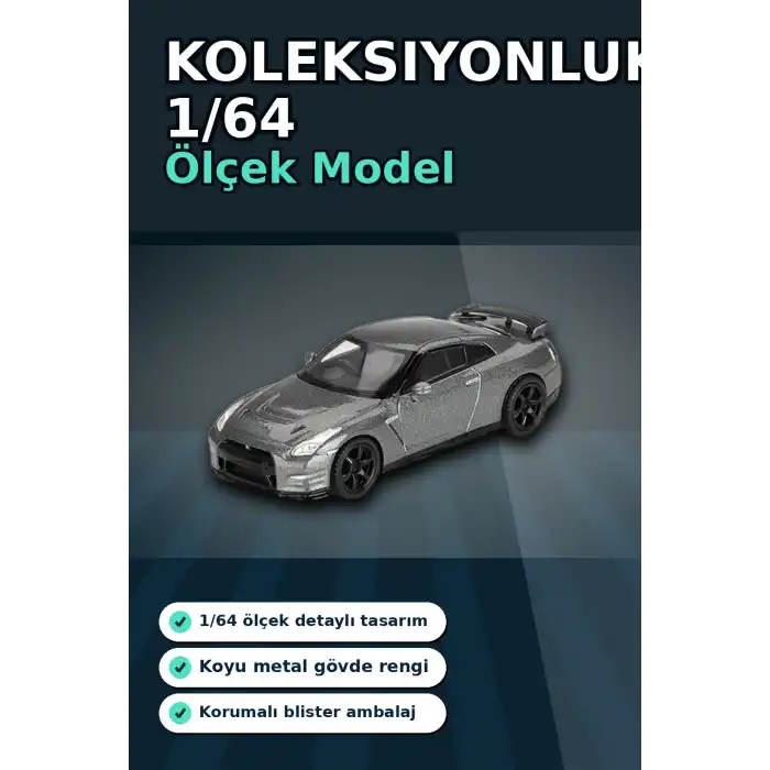 Diecast 1/64 Ölçek Nissan GTR Nismo R35 CRS Dark Metal Blister Paket Model Araba BX-313359