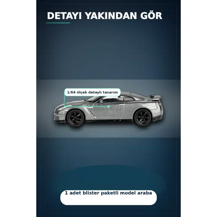 Diecast 1/64 Ölçek Nissan GTR Nismo R35 CRS Dark Metal Blister Paket Model Araba BX-313359