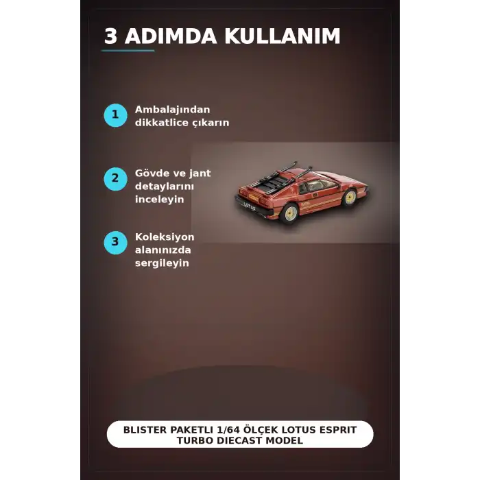 Blister Paketli 1/64 Ölçek Lotus Esprit Turbo Diecast Model Araba - For Your Eyes Only BX-313362