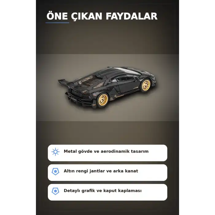 Metal Gövdeli 1/64 Ölçek Lamborghini Aventador Model Araba - Koleksiyonluk Tekli Paket BX-313363
