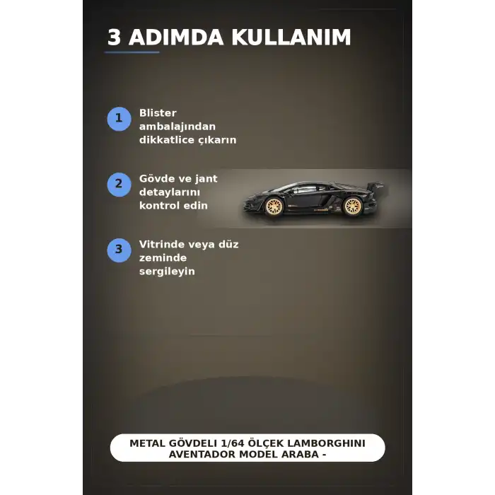 Metal Gövdeli 1/64 Ölçek Lamborghini Aventador Model Araba - Koleksiyonluk Tekli Paket BX-313363