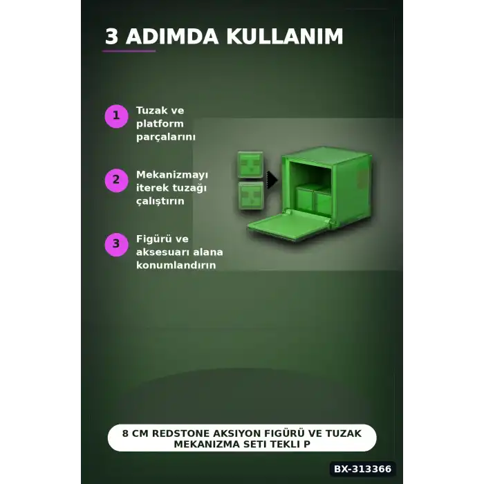 8 Cm Redstone Aksiyon Figürü Ve Tuzak Mekanizma Seti Tekli Paket 3.25 Inch BX-313366
