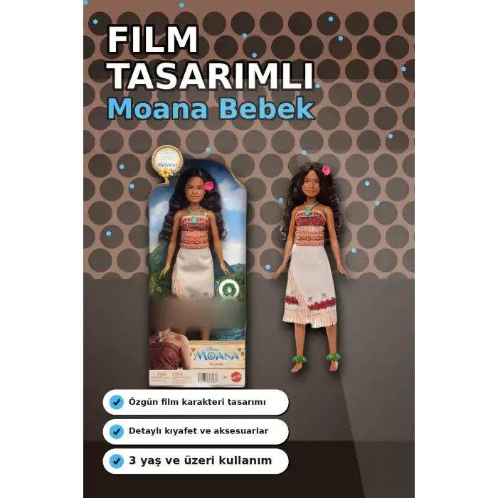 Disney Moana Live Action Film Karakteri 32 cm Bebek Oyuncak, 3-6 Yas Cocuk Hediyesi BX-313367