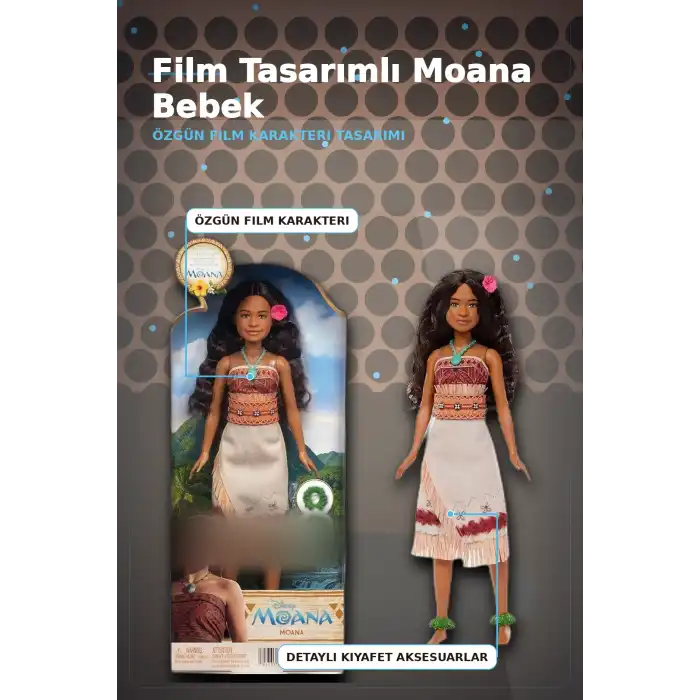 Disney Moana Live Action Film Karakteri 32 cm Bebek Oyuncak, 3-6 Yas Cocuk Hediyesi BX-313367