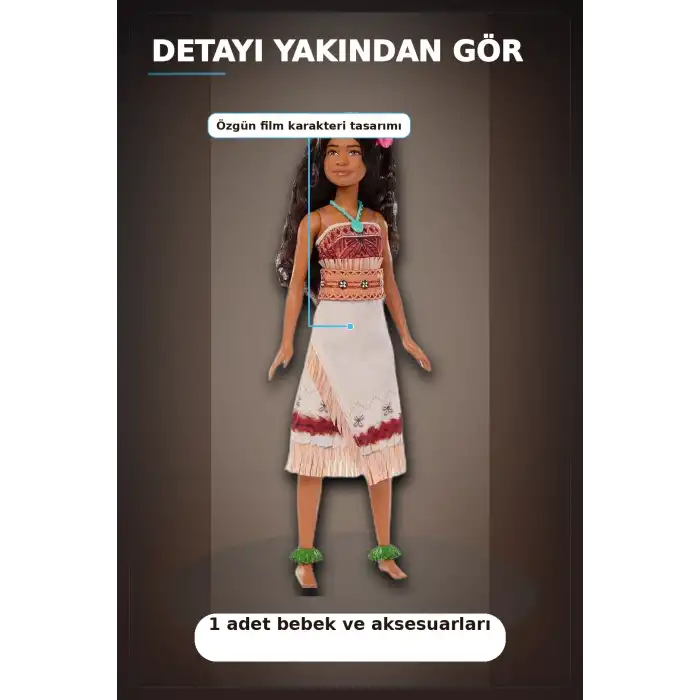 Disney Moana Live Action Film Karakteri 32 cm Bebek Oyuncak, 3-6 Yas Cocuk Hediyesi BX-313367